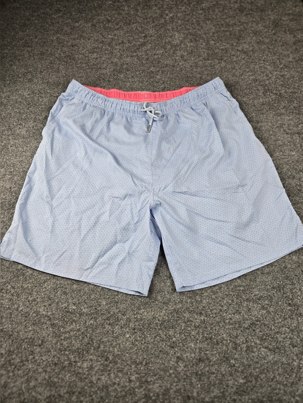 Paisley Print Swim Trunks Light Blue Pink Size: Large
